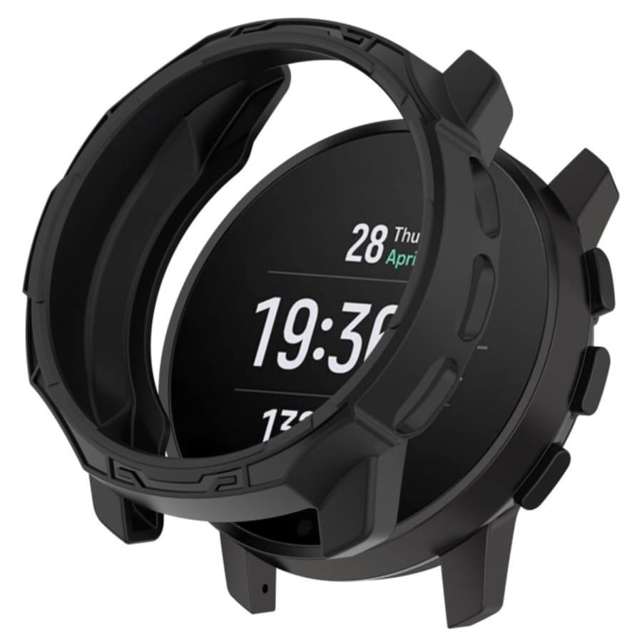 Black protective watch case for Suunto 9 Peak Pro, designed by That Watch Shop, shown on a watch with secure fit and durable material.