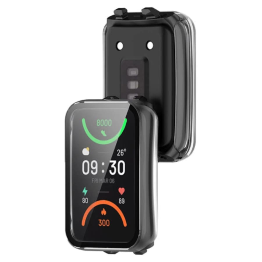 Clear protective case for Oppo Band 2 watch, designed by That Watch Shop, showing the transparent, snug-fit cover on the band.