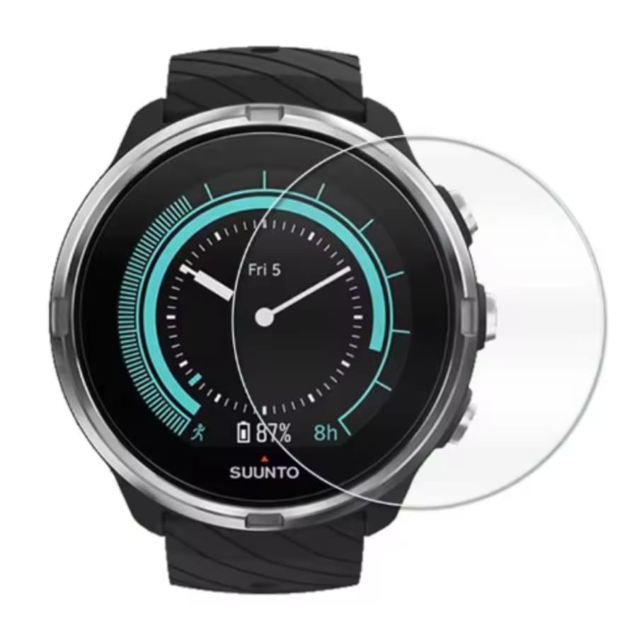 Clear screen protector for Suunto 9 watch case, providing protection and durability for smartwatch screens.