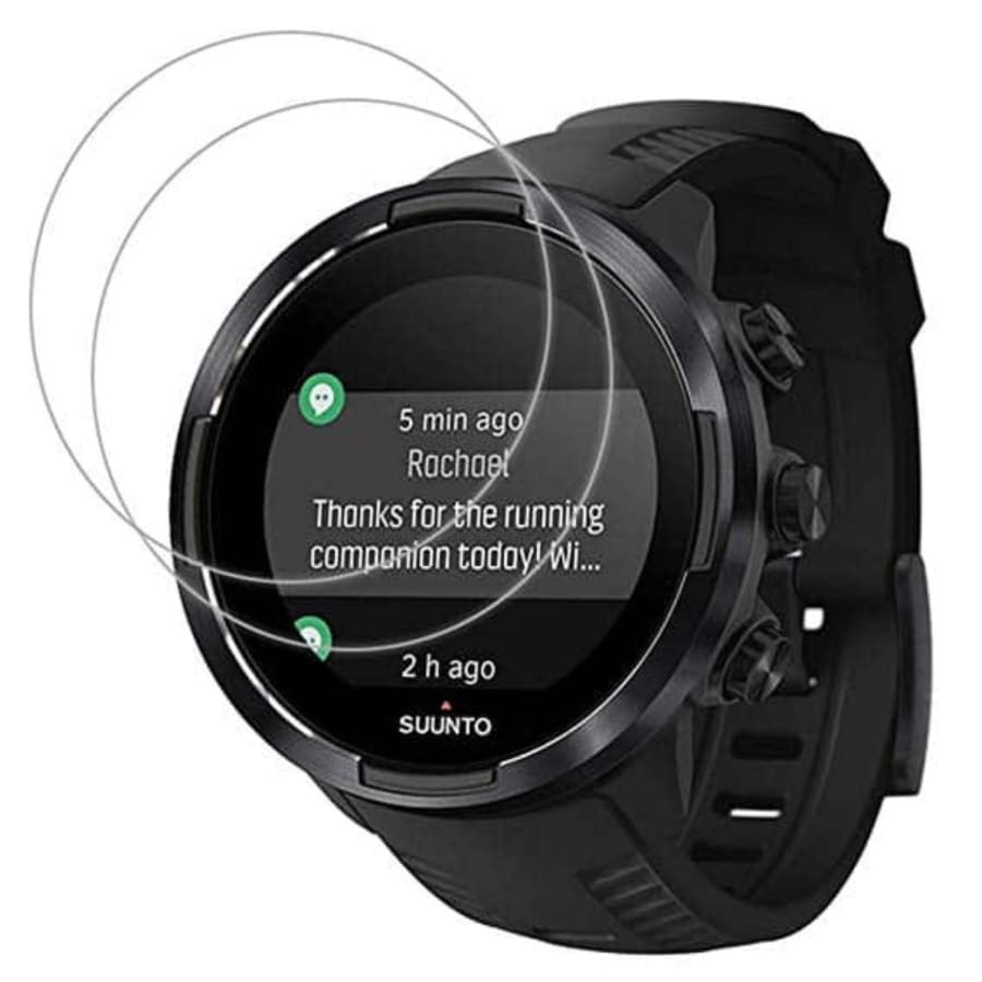 Two clear screen protectors for Suunto 9 Baro watches, designed to shield the watch face from scratches and damage.