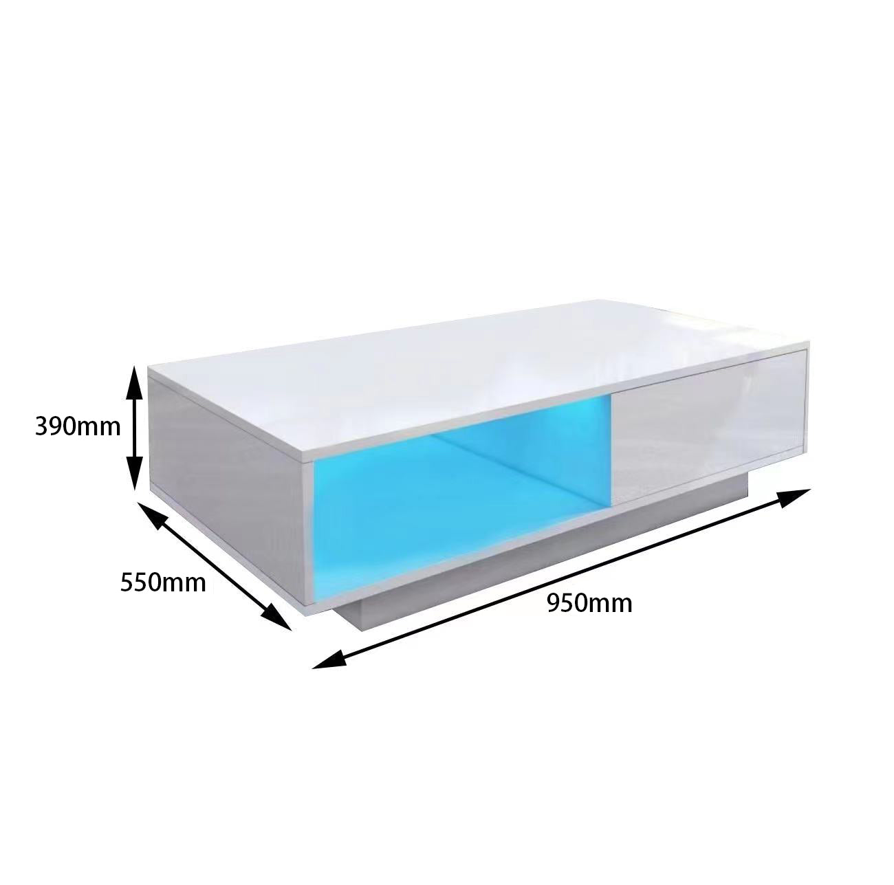 'Romote' White Gloss Coffee table with RGB LED Lighting sue-e furniture
