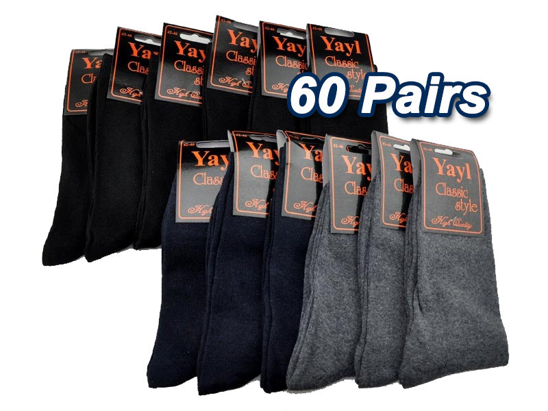 WHOLESALE - Business Socks Crew Socks Plain Dress Socks (60 Pairs) dealonline.co.nz