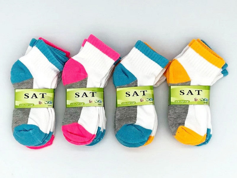 Set of 12 pairs of dealonlinenz kids' ankle cushion socks for ages 2 to 4, soft and comfortable for toddlers.