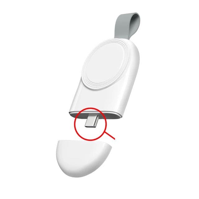 Type C portable wireless charger for Apple Watch, compact design and compatible with Apple Watch models.