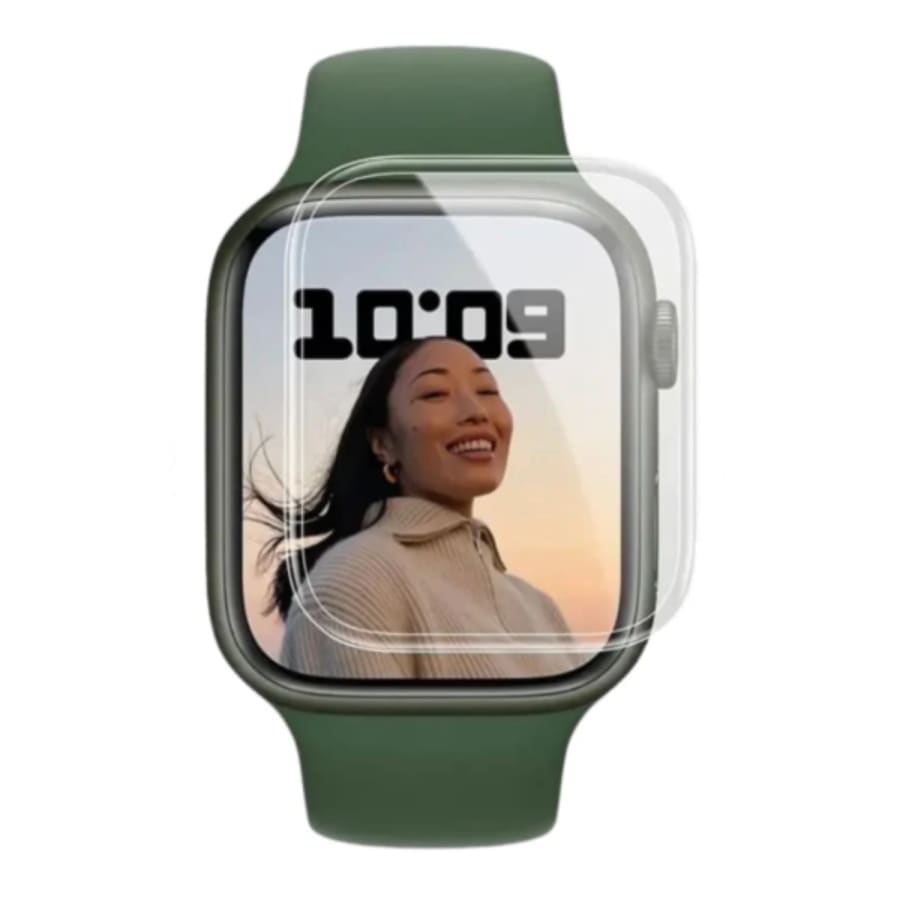 Hydrogel screen protector for Apple Watch Series 7 45mm, pack of 6, providing durable protection for the watch display.