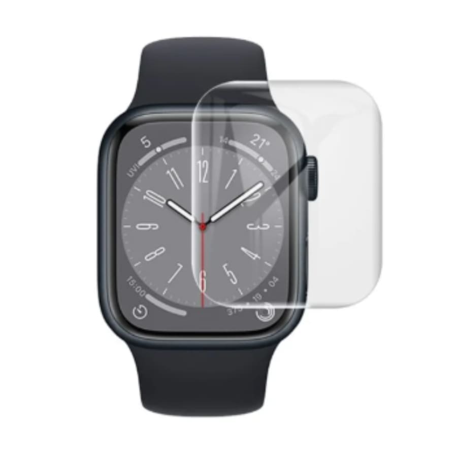 Hydrogel screen protectors for Apple Watch Series 8 41mm, pack of 6, designed to protect the watch display from scratches and impacts.