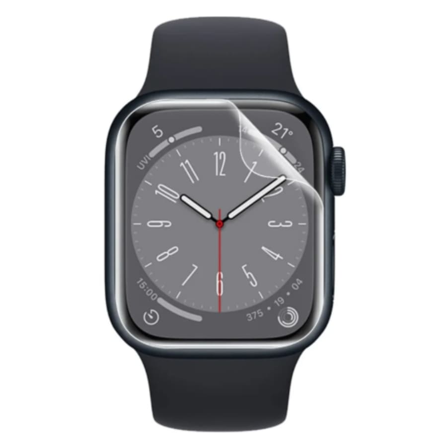Set of six gray hydrogel screen protectors for Apple Watch Series 9 41mm, designed to safeguard the watch display.