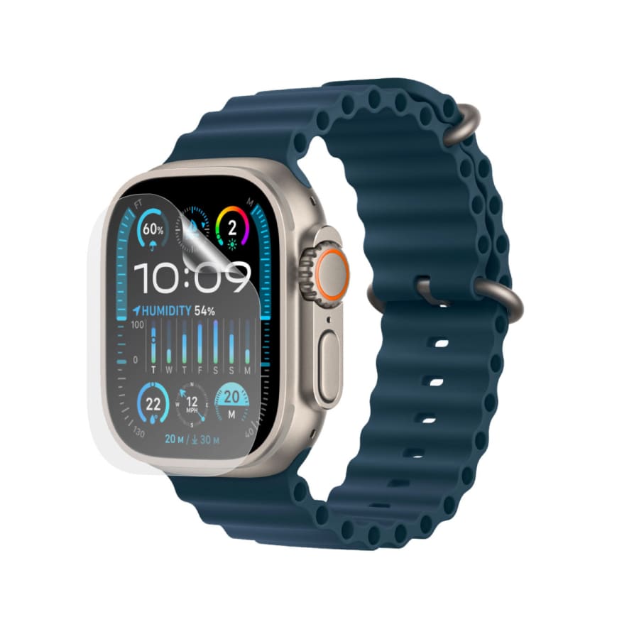 Clear hydrogel screen protectors for Apple Watch Ultra 2, pack of 6, designed to protect smartwatch screens with a transparent fit.