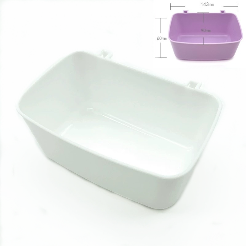 White pet feeder waterer bowl with a hook-hanging design, ideal for easy access and convenient setup for pets.