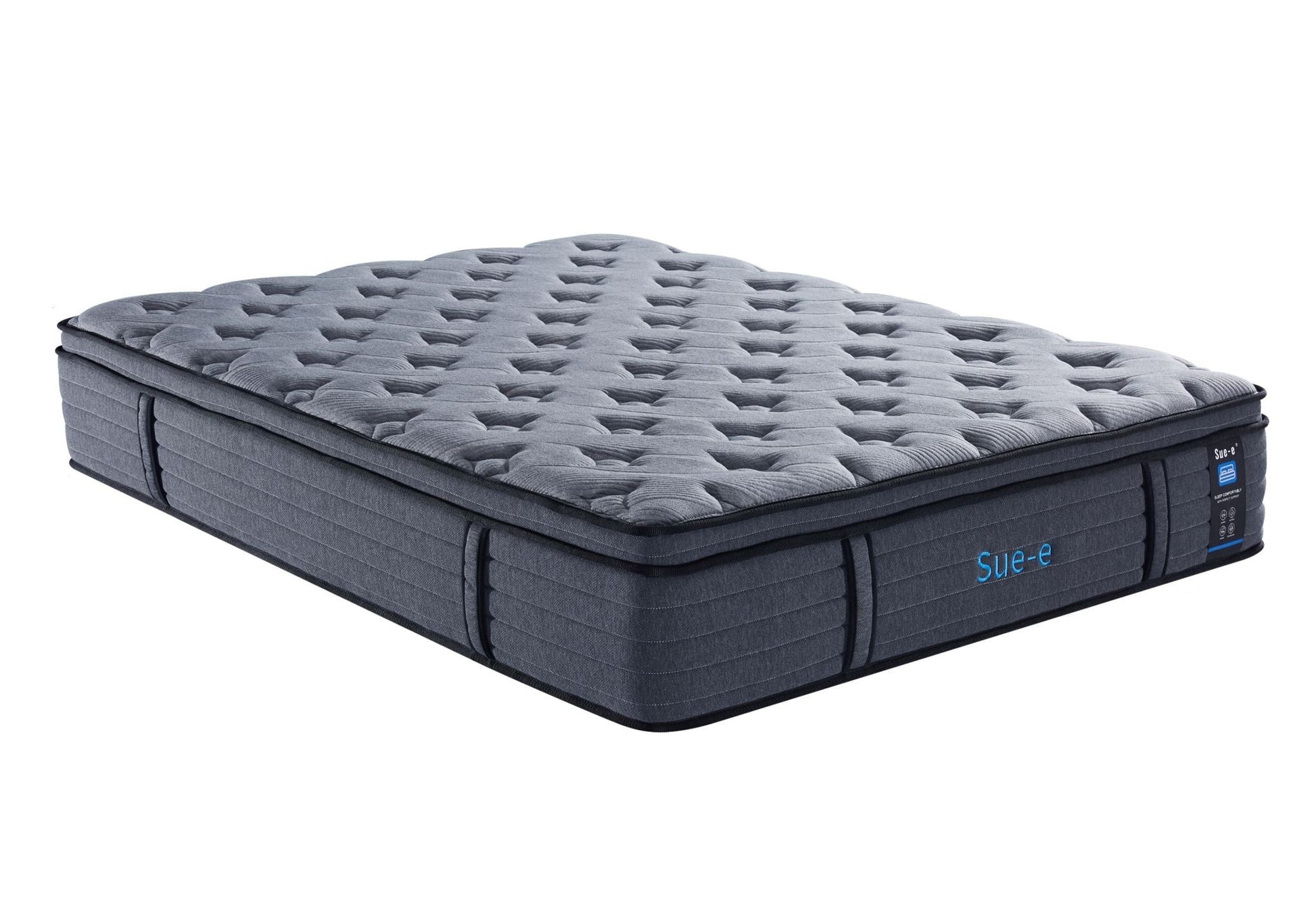 Sue-e Furniture 7 Zones Pocket Spring Mattress showing plush surface, side view with visible pocket spring layers for optimal comfort.