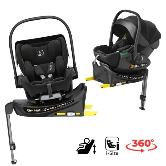 Crown i-Size Reclining Capsule Car Seat + 360 Rotating ISOFIX Base - BLACK