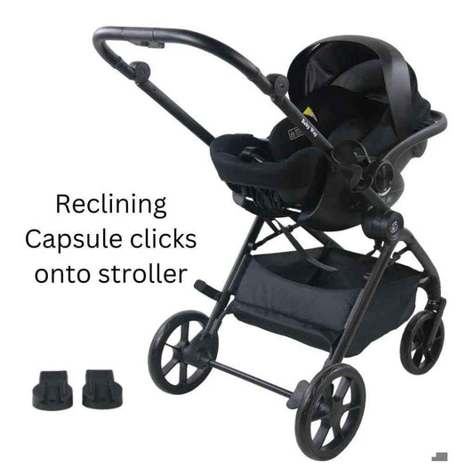 Baby Way NZ Crown Y luxury travel system with reversible stroller and reclining i-Size capsule combo, suitable for infants and toddlers.