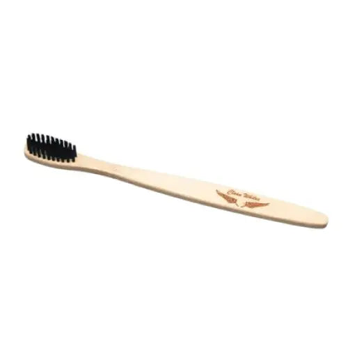 Eco-friendly bamboo toothbrush from Clean-Whites with natural bamboo handle and soft bristles, ideal for sustainable oral care.