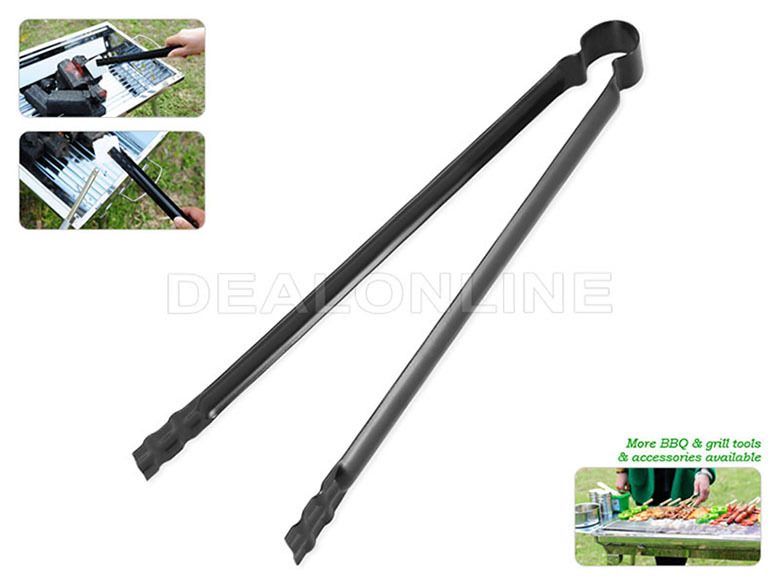 Dealonline.co.nz coated metal BBQ charcoal tongs for grilling, featuring a sturdy handle and precise grip for outdoor cooking.