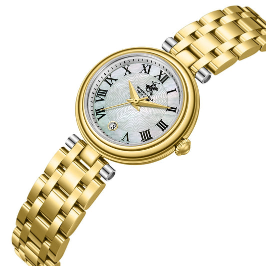 Beverly Hills Polo Club Mother Pearl All Gold Date Watch - BP3838X.120 Kiwi Watches