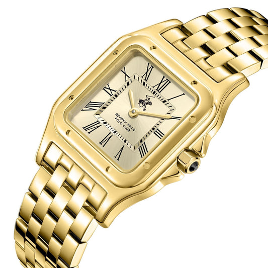 Beverly Hills Polo Club Roman Numeral All Gold Square Watch - BP3824C.110 Kiwi Watches