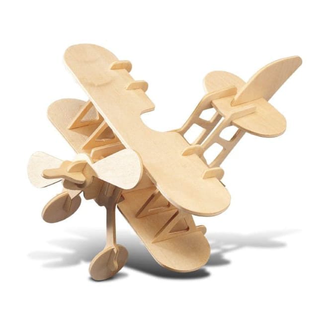 9eight5 3D bi-plane puzzle showcasing detailed model with vibrant colors and intricate design, assembled on a white background.