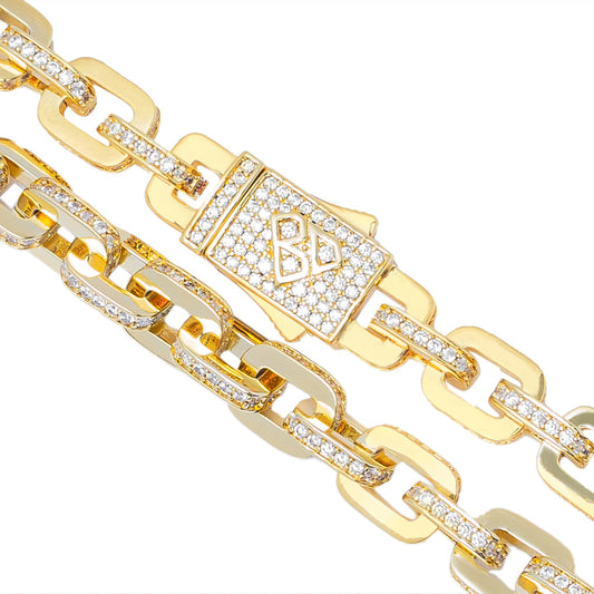 Big Daddy 10MM Anchor Mariner Bullet Diamond & Gold Link Chain The Watches Men