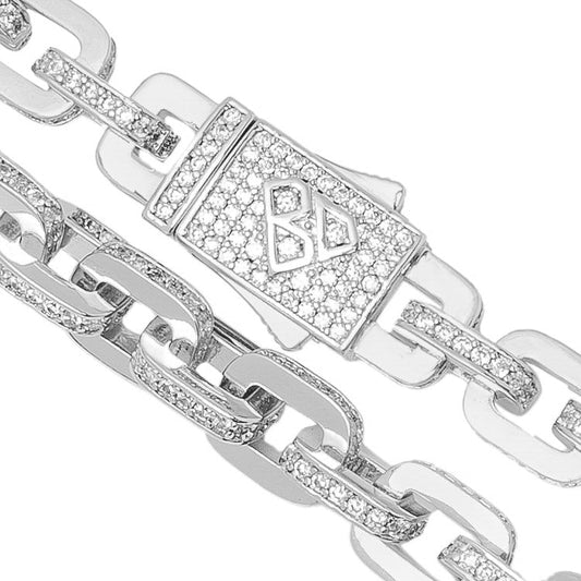 Big Daddy 10MM Anchor Mariner Bullet Diamond & Silver Link Chain The Watches Men