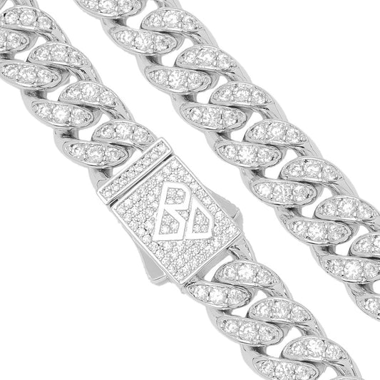 Big Daddy 10MM Iced Out Cuban Link Silver Chain The Watches Men