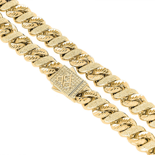 Big Daddy 10MM Sandblast Diamond & Gold Chain The Watches Men