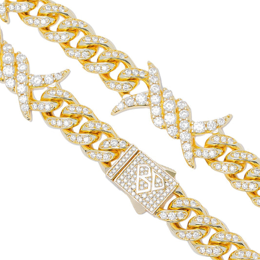 Big Daddy 10MM Spiked Horns Iced Out Gold Chain The Watches Men