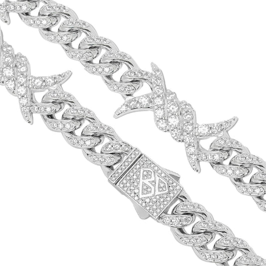 Big Daddy 10MM Spiked Horns Iced Out Silver Chain The Watches Men