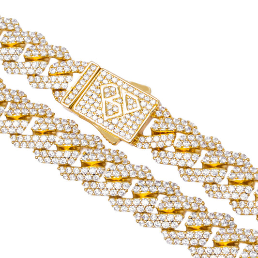 Big Daddy 10MM Straight Edge Cuban Diamond Gold Chain The Watches Men