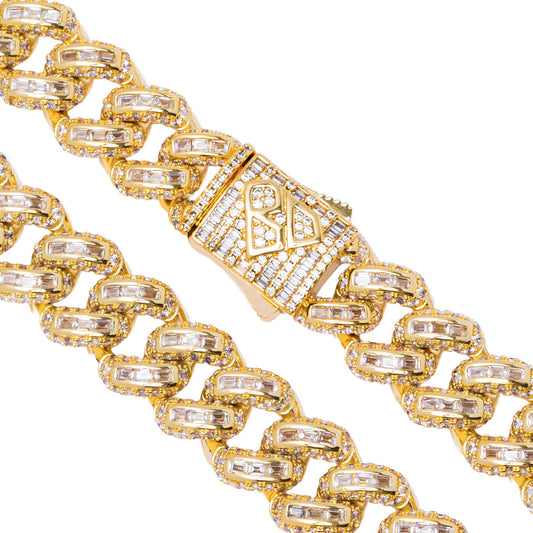 Big Daddy 12MM Baguette Miami Cuban Link Gold Chain The Watches Men