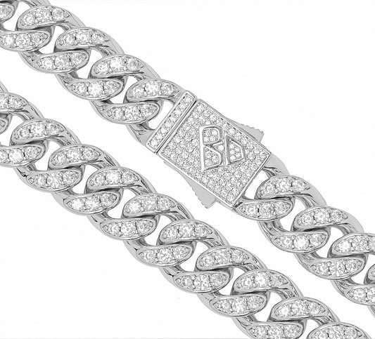 Big Daddy 12MM Bling Cuban Link Silver Chain The Watches Men