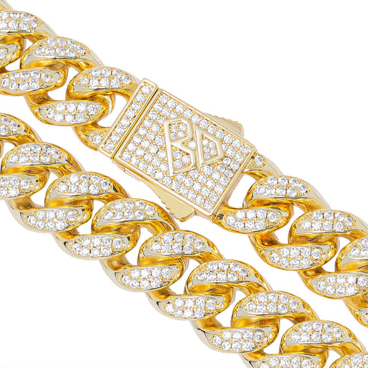 Big Daddy 12MM Gold Diamond Cuban Link Chain The Watches Men