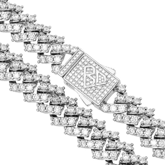 Big Daddy 12MM Silver Iced Out Prong Cuban Chain The Watches Men