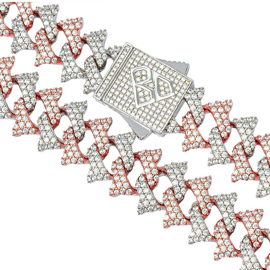 Big Daddy 18MM Solid Two-Tone Spiked Diamond Chain The Watches Men