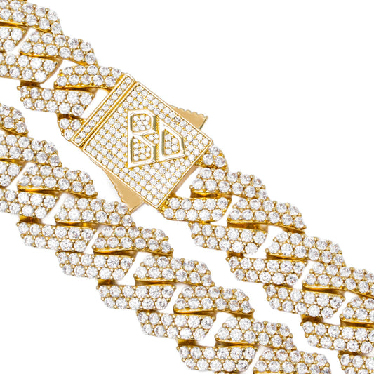 Big Daddy 19MM Straight Edge Cuban Diamond Gold Chain The Watches Men
