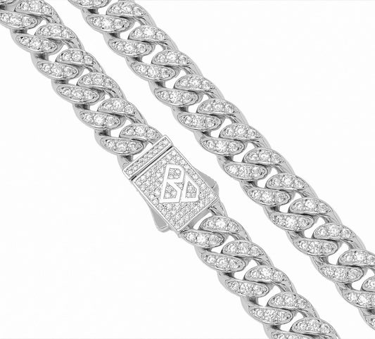 Big Daddy 8MM Iced Out Silver Cuban Link Chain The Watches Men