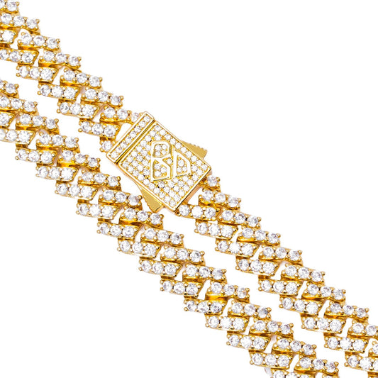 Big Daddy 9MM Diamond Prong Gold Cuban Link Chain The Watches Men