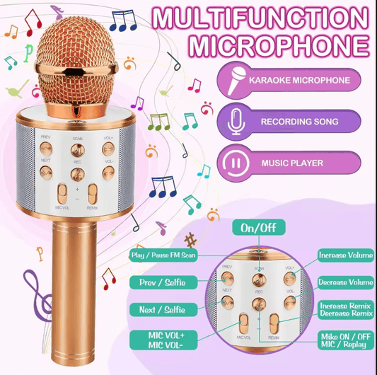 Wireless Bluetooth Karaoke Microphone– 5-in-1 Portable Mic techplus