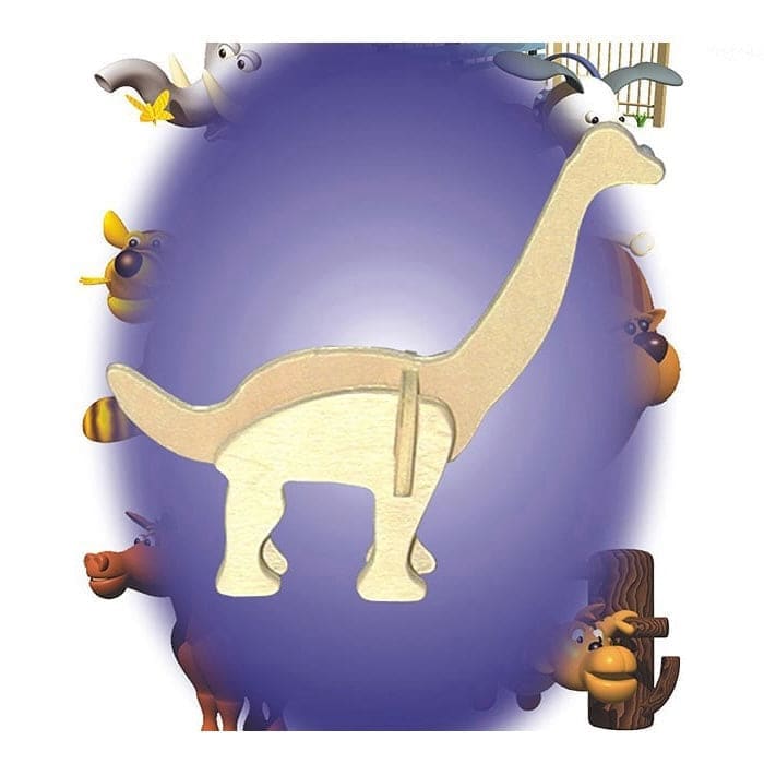 Mini Brachiosaurus 3D puzzle by 9eight5, assembled model showing detailed dinosaur features and textured surface.