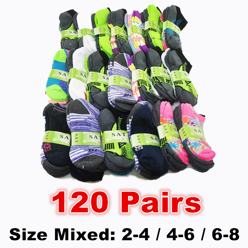 Set of 120 kids' cushion socks in various sizes, featuring colorful, soft, and comfortable fabric from dealonline.co.nz.