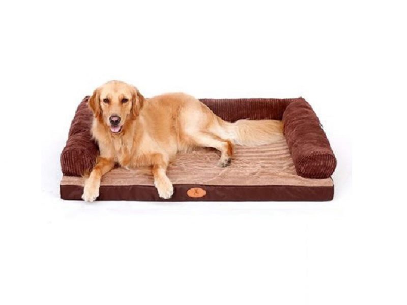 Dealonlinenz pet sofa bed for dogs, 100x80cm, L-shaped cushioned support, in soft fabric with a cozy, supportive design.