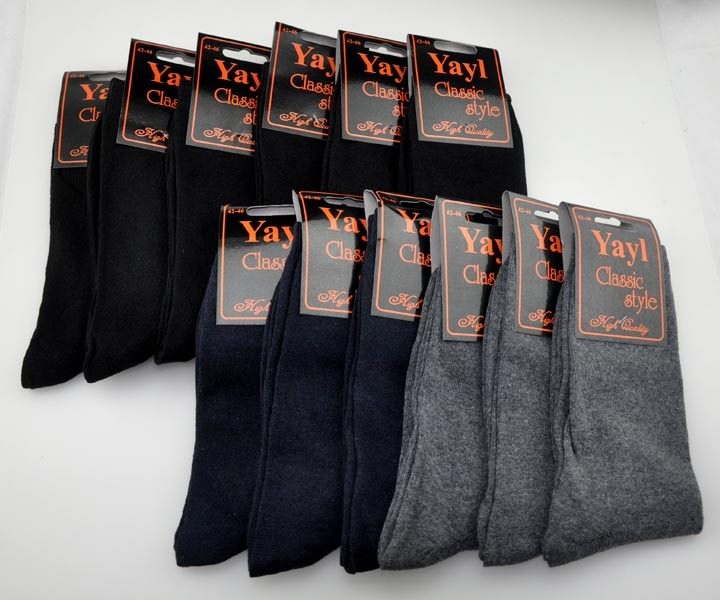Set of 12 men's business dress socks in mixed colors, size 7-10, from dealonline.co.nz, displayed in a neat arrangement.