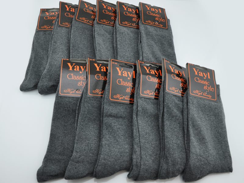 Set of 12 grey men's business crew socks from dealonline.co.nz, dress socks for size 7-10, stylish and comfortable for professional wear.