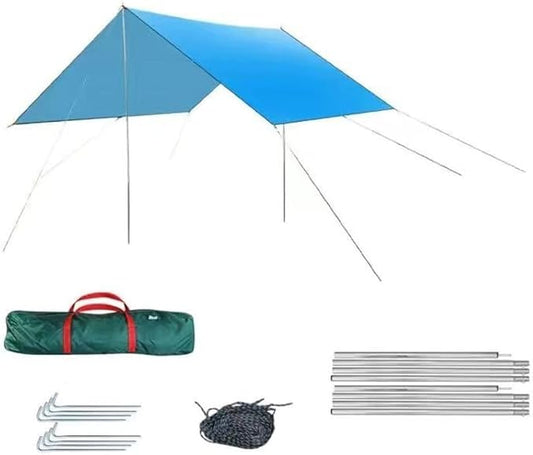 Small green ECOTREK square sun shade sail canopy, waterproof outdoor canopy for garden, patio, and outdoor parties.