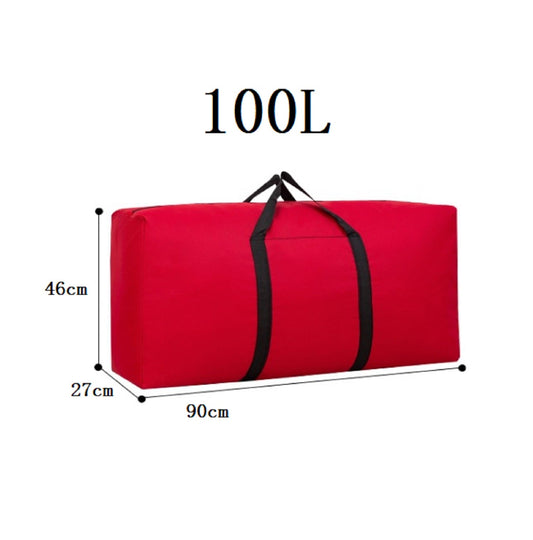 Large foldable ECOTREK storage bag with 100L capacity, suitable for travel or home organization, shown in a folded and expanded state.