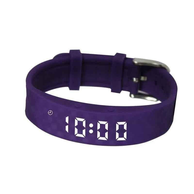 Eldertech Vibratime vibrating alarm watch with black band, 15 alarms, medication reminder for children, adjustable length 15-22cm