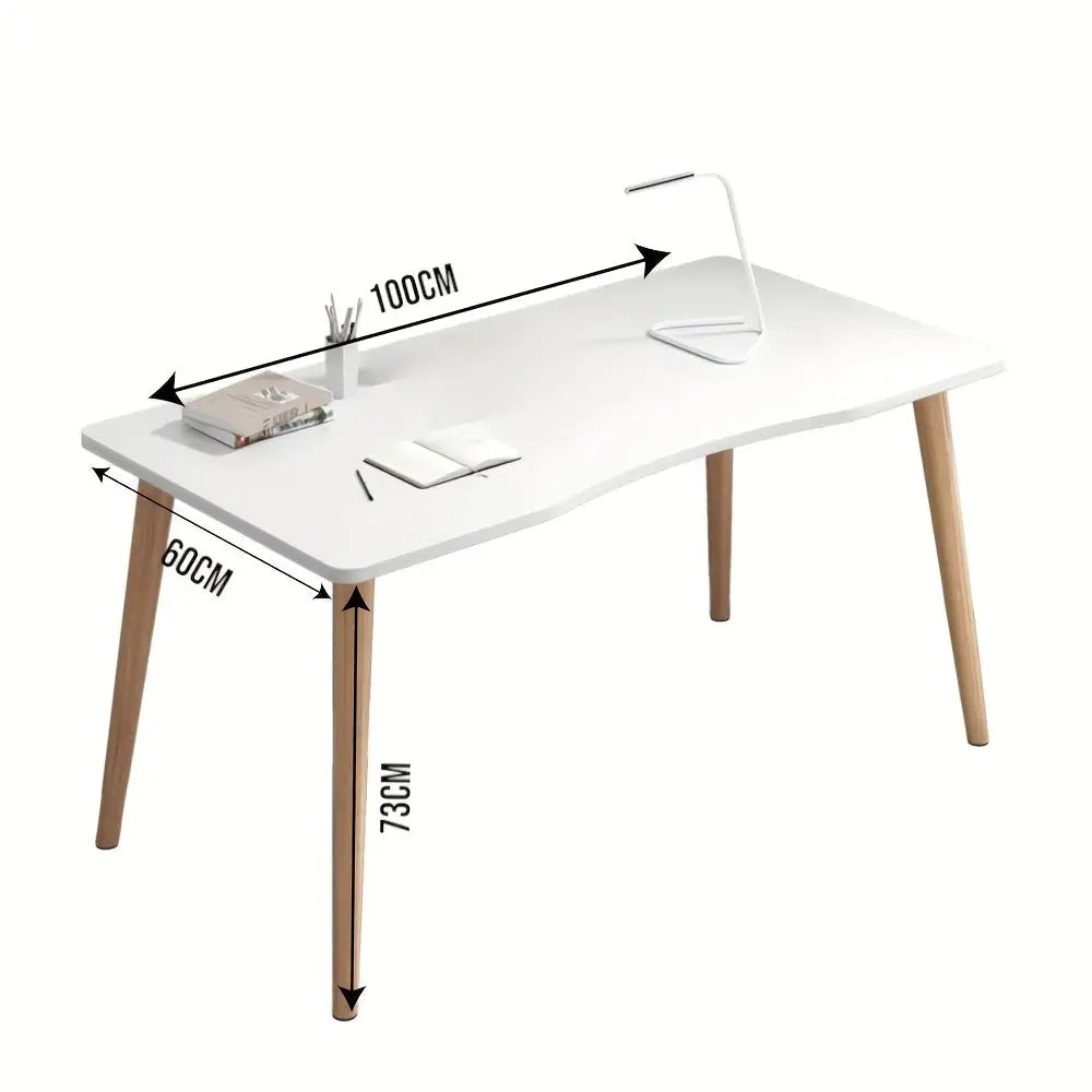 White Habicare SS ergonomic office desk with rounded corners, ideal for a comfortable and modern workspace.