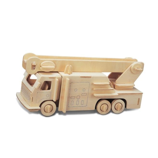 3D fire engine puzzle by 9eight5, detailed model with bright red color, assembled and ready for display or play.