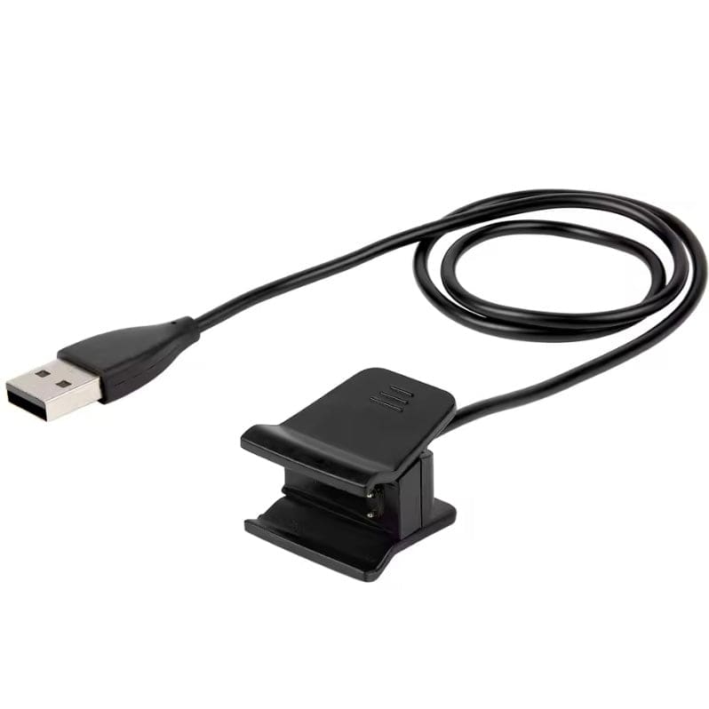 Black Fitbit Alta HR charger with USB clip for easy charging, compatible with Fitbit Alta HR fitness tracker.