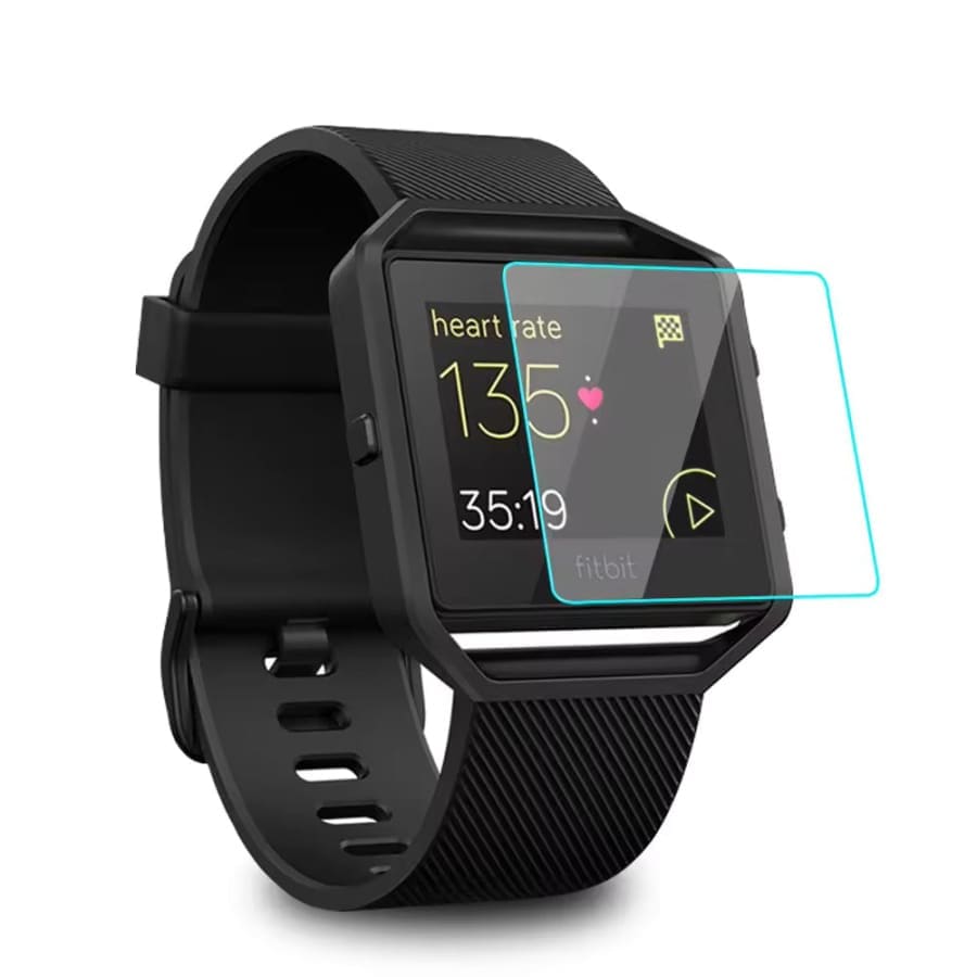 Black Fitbit Blaze screen protectors, pack of 2, designed for smartwatch display protection from That Watch Shop.