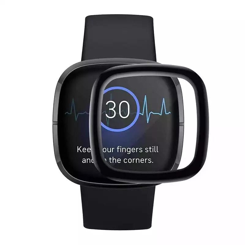 Two Fitbit Versa 4 screen protectors from That Watch Shop, designed to safeguard the smartwatch display.